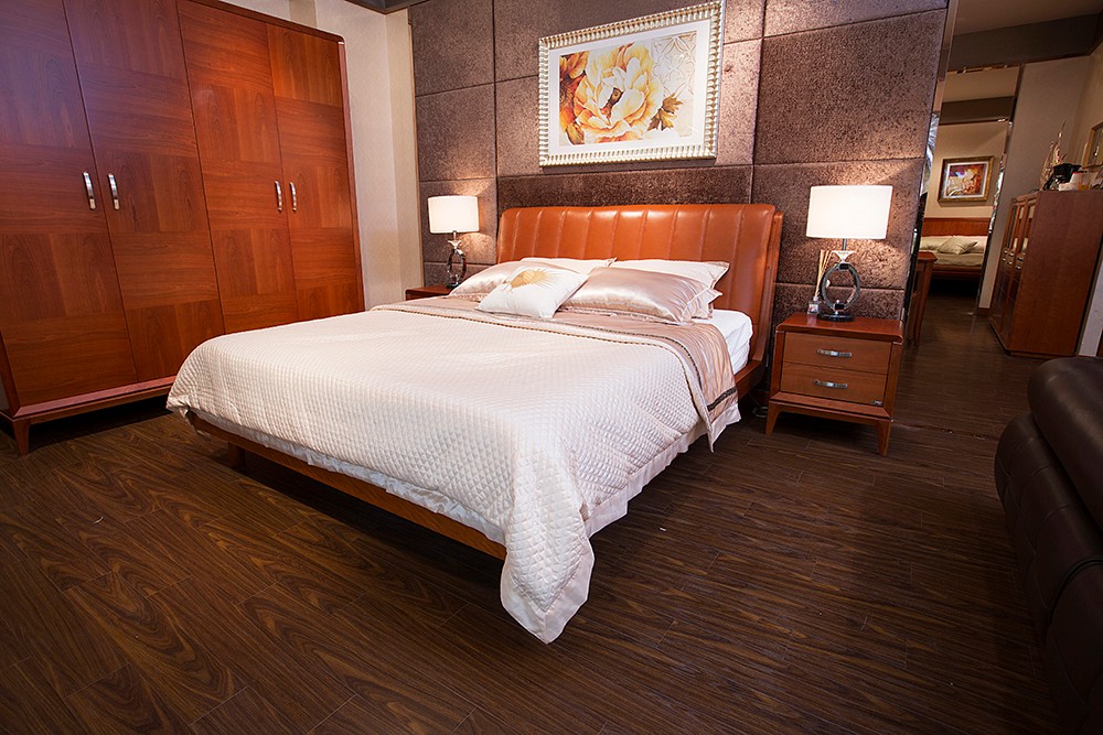 kinwai健威人性家具,樱桃木贴皮,板木家具,卧房皮床5/6尺